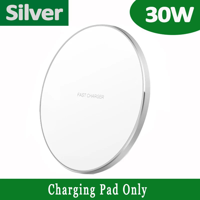 Ultra-Fast 30W Wireless Charger with LED Indicator for Smartphones