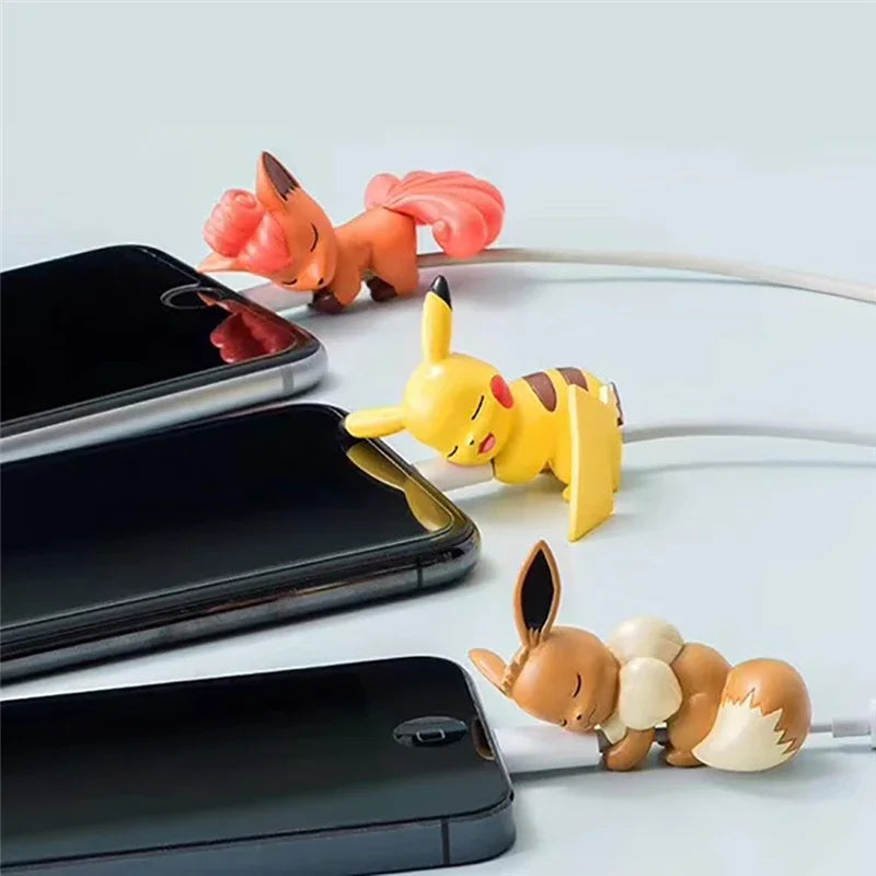 Adorable Pokemon Data Cable Protective Cover - Pikachu, Eevee, and More