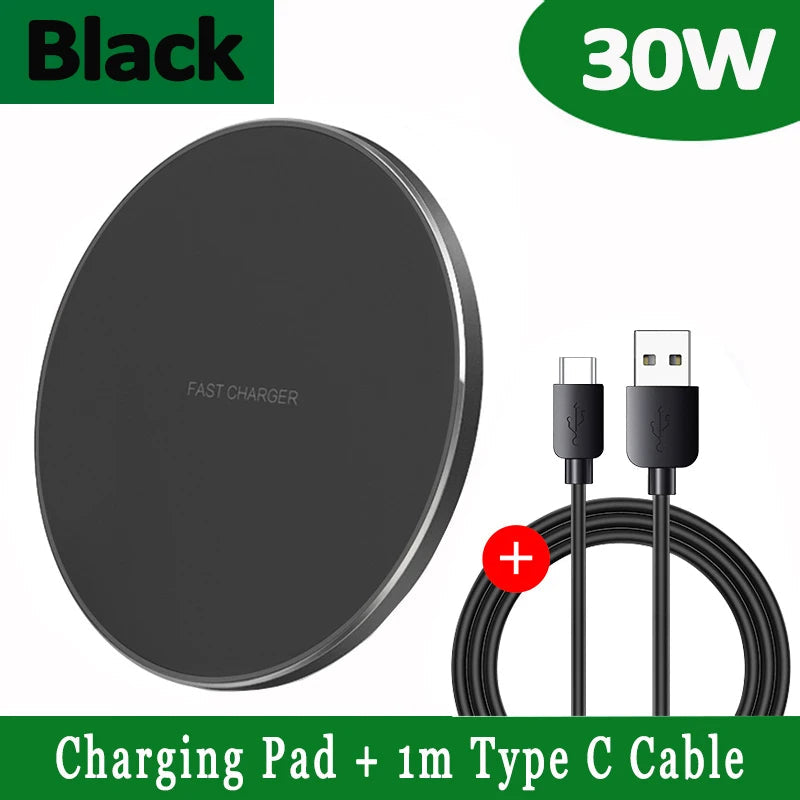 Ultra-Fast 30W Wireless Charger with LED Indicator for Smartphones