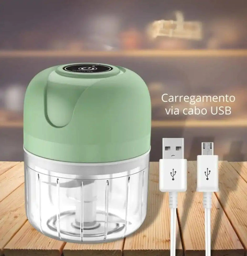 Mini Triturador de Alimentos Elétrico Portátil Com 3 Lâminas Recarregável USB