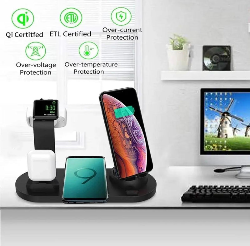 Versatile 5-in-1 Qi-Certified Wireless Charging Dock: Rotate, Watch & Charge