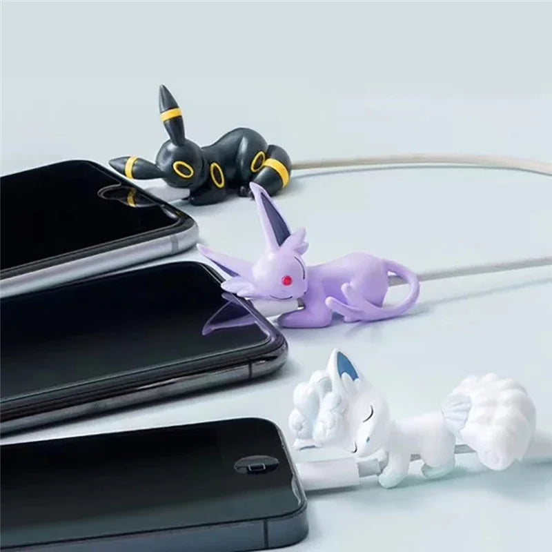 Adorable Pokemon Data Cable Protective Cover - Pikachu, Eevee, and More