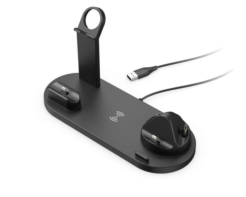 Versatile 5-in-1 Qi-Certified Wireless Charging Dock: Rotate, Watch & Charge