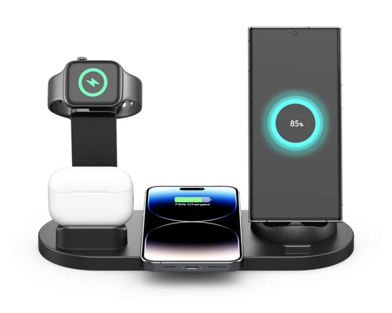 Versatile 5-in-1 Qi-Certified Wireless Charging Dock: Rotate, Watch & Charge