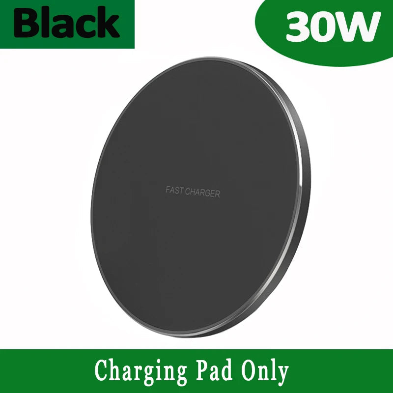 Ultra-Fast 30W Wireless Charger with LED Indicator for Smartphones